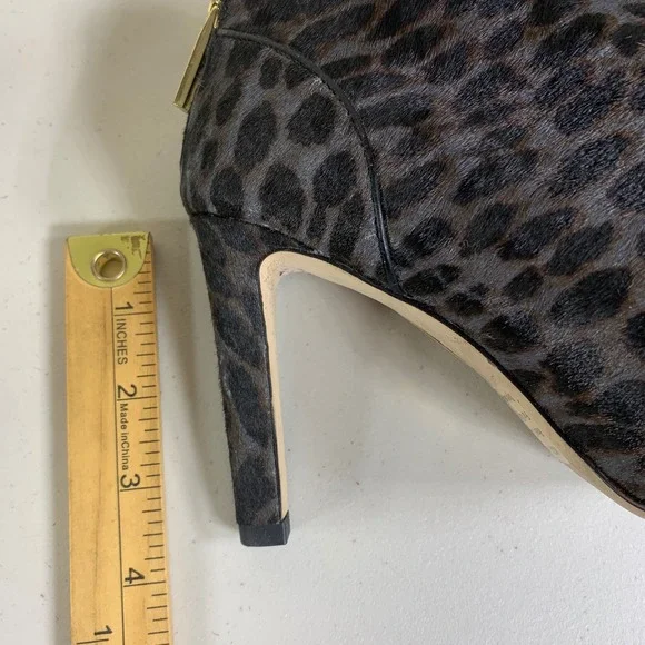 Louise et Cie Leopard Print Cow Hair Fur Peep Toe Lace Up Ankle Booties Heels 6M - Picture 12 of 12
